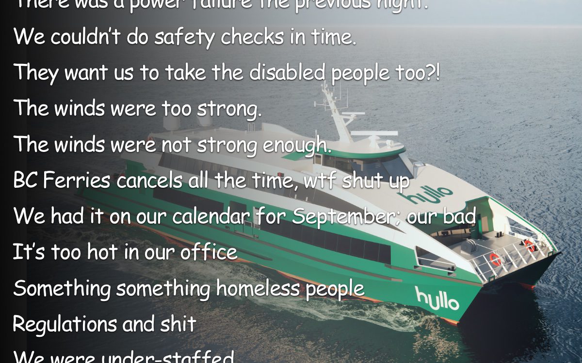 Hullo Releases 50 Reasons for Its Inaugural Sailing Cancellations